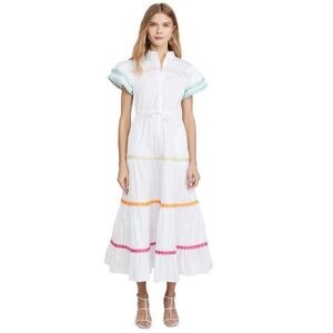 Celia B Inspired - White Tiered Midi Ruffle Baba Dress